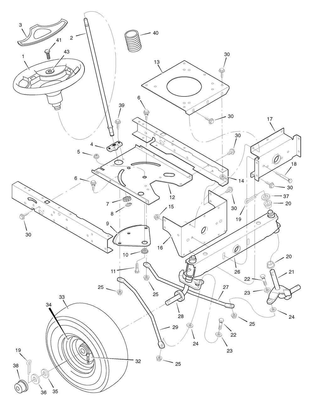 Steering Diagram and Parts List for 405606X50C 2007 Briggs and Stratton Lawn Tractor